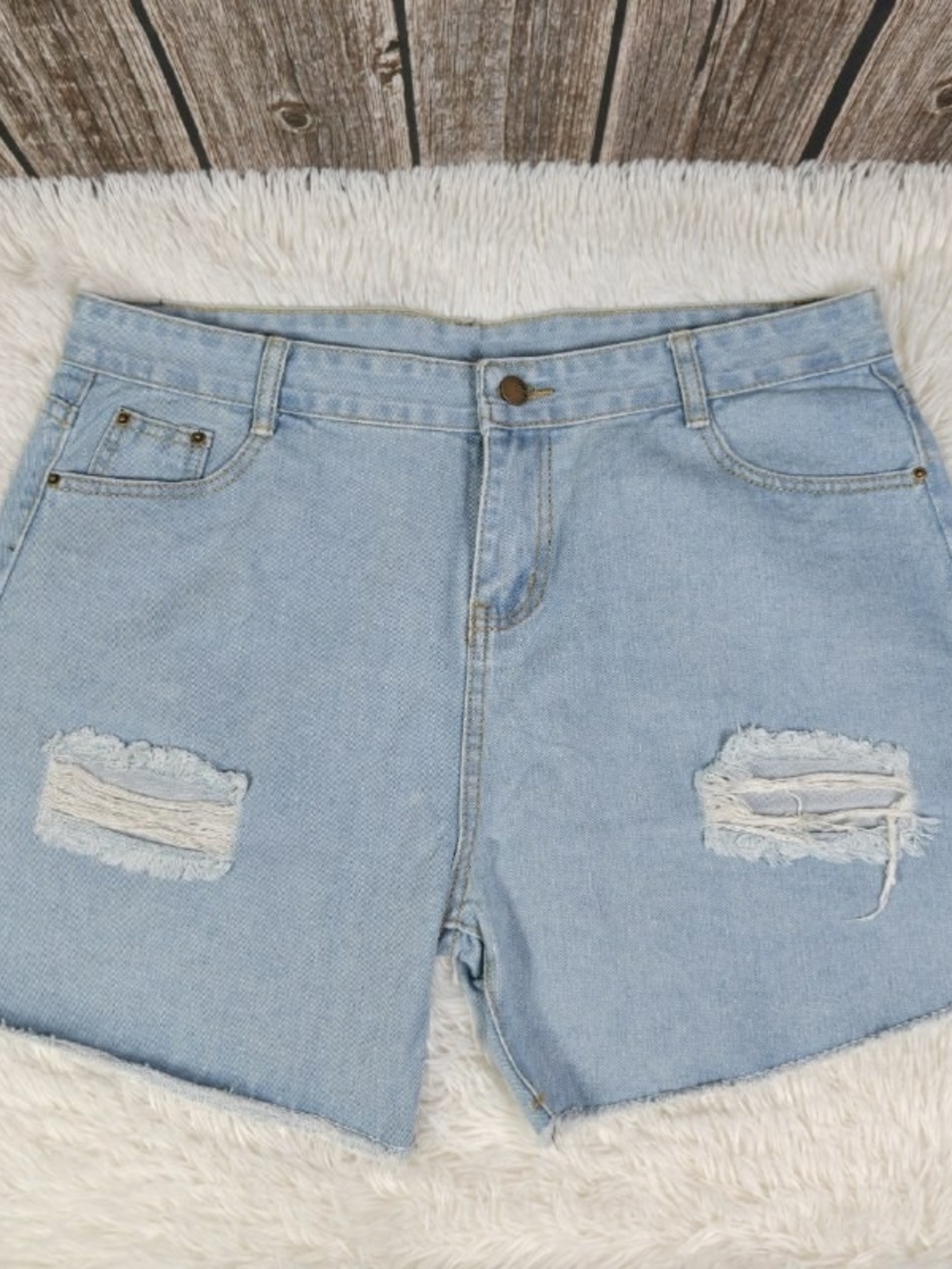 Light Blue Distressed Denim Women’s Shorts